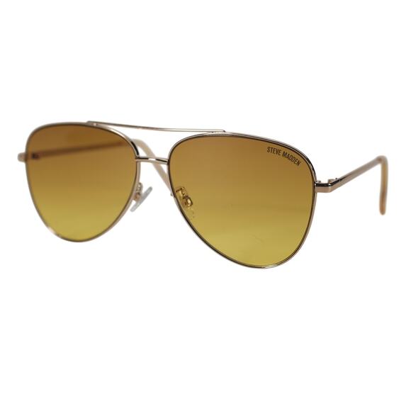 Steve Madden SANTANA Metal Aviator Sunglasses - Gold / Crystal Yellow - NWT - Picture 1 of 8